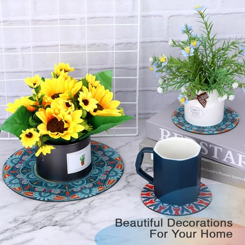 8Pcs Boho Plant Coaster and Mat - Floor Protectors for Indoor Outdoor Pots - view 4