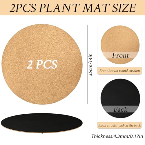 2 Pcs Large Cork Plant Coasters 14 Inch Double Layers Thicken Planter Coaster Plant Pot Saucers Waterproof Non-Slip Mat for Indoor Outdoor Plants Home Floor Protection - view 2