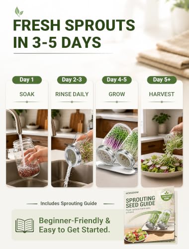 Sprouting Lids for Wide Mouth Mason Jars, 2 Pack with Drain Stand - view 6
