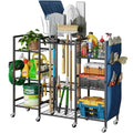 3-Sided Garden Tool Organizer with Wheels, Garage Storage Rack