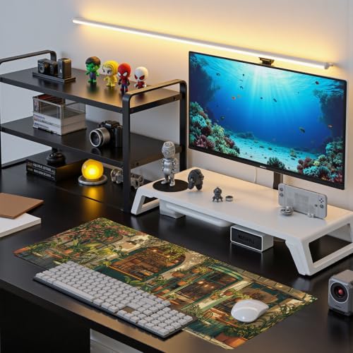 Japanese Coffee Shop Mouse Pad Desk Mat XL Extended Large Gaming Desk Pad Mousepad, Green Plant Computer Laptop Keyboard and Mouse Mat, Desktop Protector Mat for Office and Home 31.5x11.8 in - view 7
