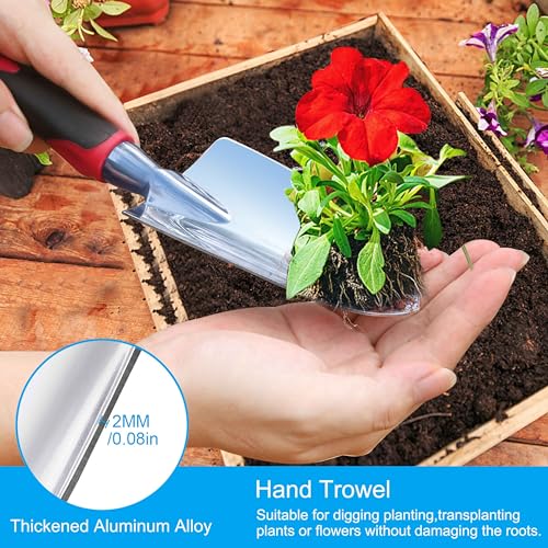Garden Tool Set, 3 Pieces Aluminum Heavy Gardening Kit Including Hand Shovel, Transplant Shovel and Hand Rake with Soft Rubber Non-Slip Handle, Peoplewholovegardeningenjoy apleasant Experience - view 3