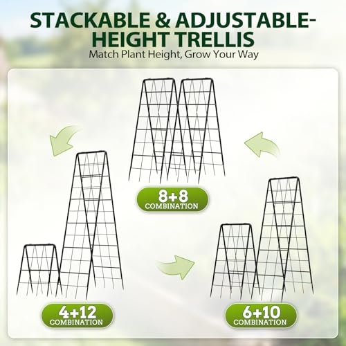 2 Pack 50" Tall A Frame Trellis for Climbing Plants Outdoor (50" X 17") – Heavy Duty Garden Adjustable Trellis, Metal Trellis for Cucumbers, Beans, Tomatoes, Grapes, and Vining Vegetables - view 6