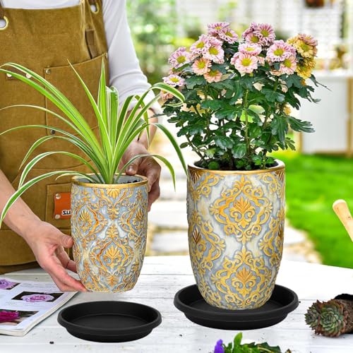 2 Pack Plant Saucer 8 Inch, Drip Trays for Potted Plants, Flower Pot Saucers Plant Trays for Pots, Plastic Planter Tray for Indoors, Plant Drainage Saucer Birdbaths for Outdoors - view 3
