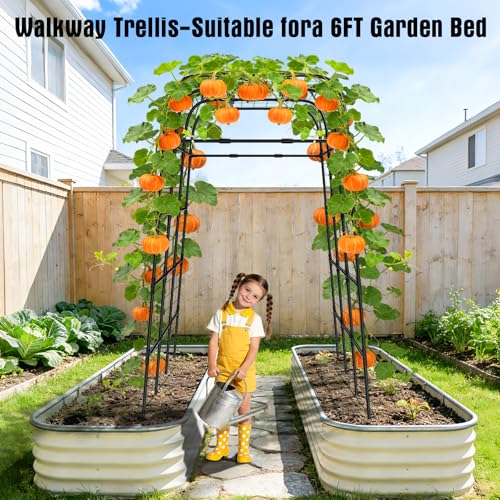 7FT Garden Trellis Arch for Climbing Plants – Tall Outdoor Metal Trellis for Vegetables, Peas, Tomatoes,﻿ Cucumber Trellis Arch & Vertical Garden Climber Plant Support for Vine Plants - view 4
