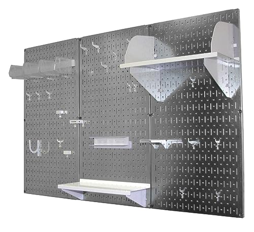 Pegboard Organizer 4 ft. Metal Pegboard Standard Tool Storage Kit with Galvanized Toolboard and White Accessories - view 3