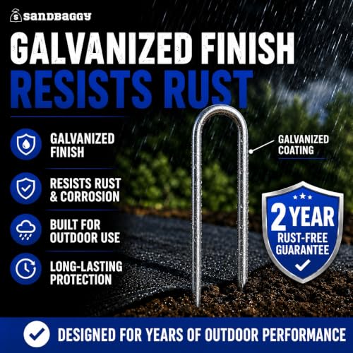 Galvanized 6 Inch Round Top Landscape Staples ~ SOD Garden Stakes for Drip Irrigation Tubing & PVC Piping - Trusted by Farmers & Contractors Across USA (500 Staples) - view 5