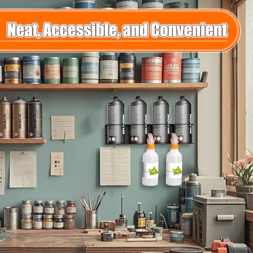 Spray Can Holder Rack, Steel Wall Mounted Spray Bottle Holder - view 6