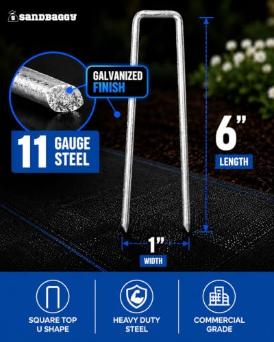 200-Count Rust-Free 6-Inch Landscape Staples (11 Gauge Steel) - Galvanized SOD Garden Stakes Pin ~ Trusted by Farmers & Contractors Across the USA - view 4