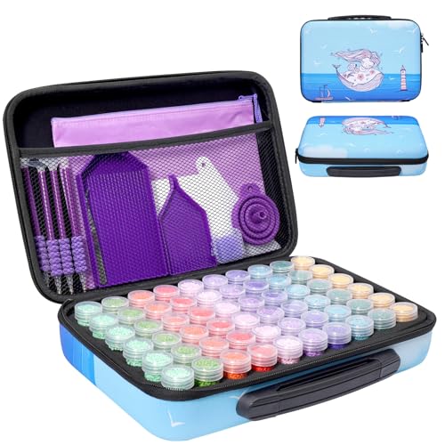 Diamond Painting Storage Containers, 60 Slots Diamond Art Accessories and Tools, Diamond Painting Organizer Storage Case - Mermaid