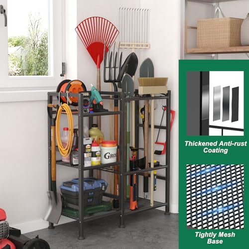 Garden Tool Organizer with Large Hooks, Garage Storage Rack - view 2