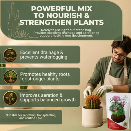 Professional Cactus Soil Mix Large 2.2 Quarts Ready to Use, Premium Fast Draining Potting Soil for Cactus and Succulents, Peat Moss Coco Coir Perlite Dolomite Blend Indoor Plant Soil Made in USA - view 6