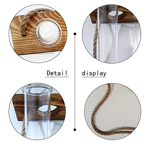 Wall Hanging Propagation Station with Wooden Stand Glass Test Tubes Tiered Planters Wall Terrarium for Home Office Plant Hanger Flower Vases Wall Decor Hydroponic Cuttings (9 Tube Vases) - view 4