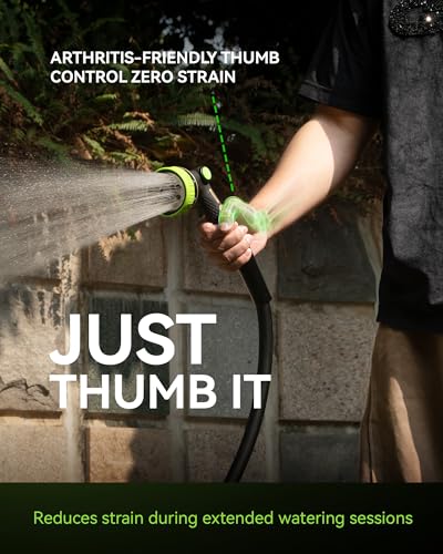 Hose Sprayer Nozzle Heavy Duty - 8 Spray Patterns Garden Hose Nozzle with Adjustable Flow Control for Watering Plants, Washing Cars,Washing Pets, Thumb Control (Green) - view 2