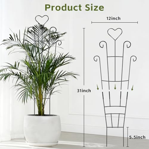 Trellis for Climbing Plants Indoor, 4 Pack 31'' Metal Plant Trellis Indoor for Potted Plants, Sturdy Plant Support Outdoor for Ivy Pothos Monstera Hoya Flower Vine, Heart Shape - view 2