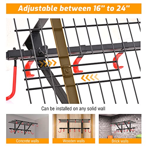 Garage Wall Shelving with Bike Hooks, Adjustable Storage Rack - view 4