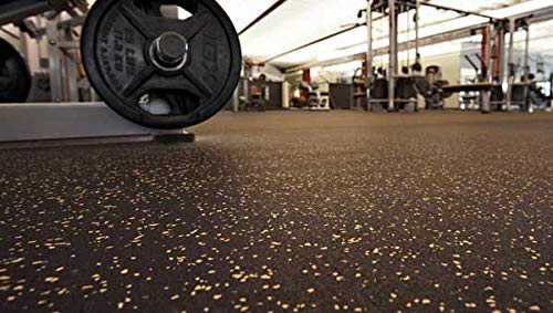 Fit-Lock 3/8 Inch Heavy Duty Rubber Flooring - Interlocking Rubber Tiles (24" x 24" Tile) Solid Black 4' x 8' Set (8 Tiles Total) - Exercise Mats, Home Gym Sets - view 3