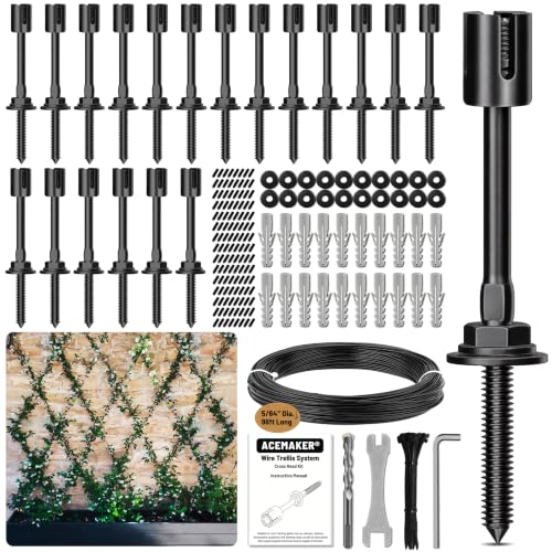 Wire Trellis Kit, 20-Set 5/64” Black Crosshead with 98ft Cable