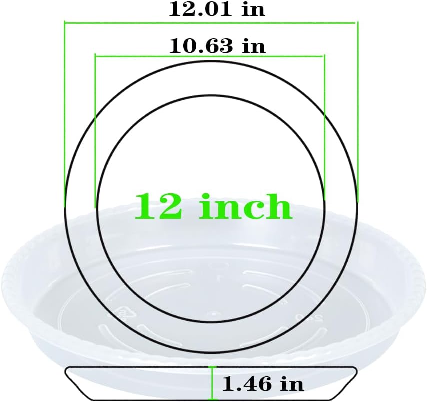 Plant Saucer 6 Pack of 12 inch, Clear Plastic Flower Plant Pot Saucer, Heavy Duty Plant Drip Trays Saucers for Indoor, Plant Water Tray for Planters - view 2