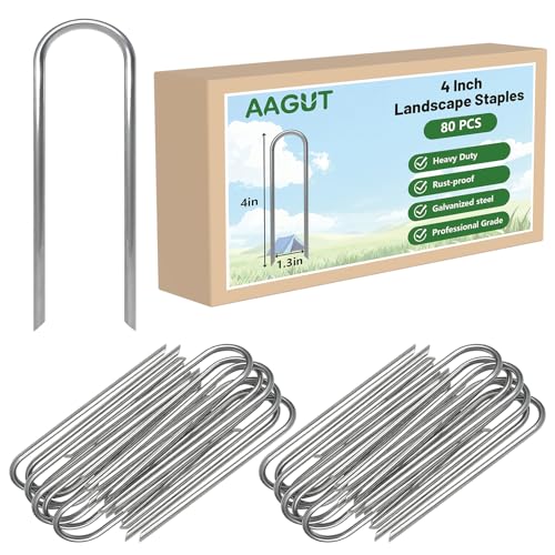 U Shaped Garden Stakes 4 Inch, Galvanized Landscape Staples for Tube