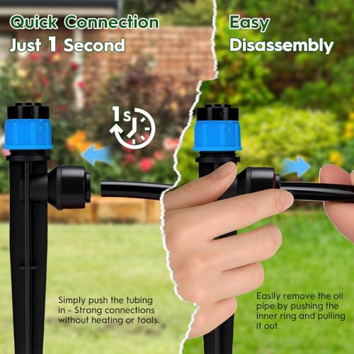 160FT Quick-Connect Drip Irrigation System 30FT 2/5" & 130FT 1/4" Tubing, Drip Irrigation Kit with Adjustable Nozzles, Automatic Garden Watering System - view 6