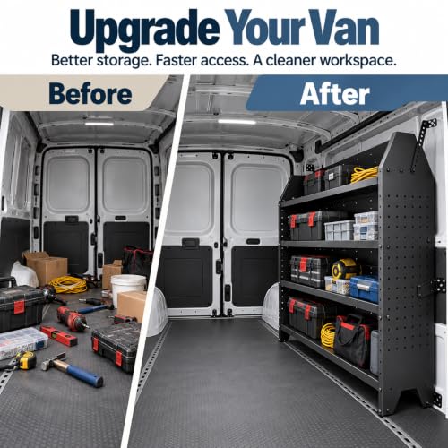Van Shelving System, 52"x60"x13" Heavy Duty Storage Rack with 4 Shelves - view 3