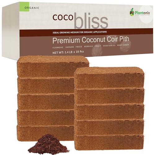 Coco Coir 650gm Bricks (10-Pack) - Organic Coco Coir for Plants - OMRI-Listed Cocopeat Bricks for Garden Soil & Potting Mixes - Coconut Fiber Mixes with Potting Soil for Indoor & Outdoor Plants