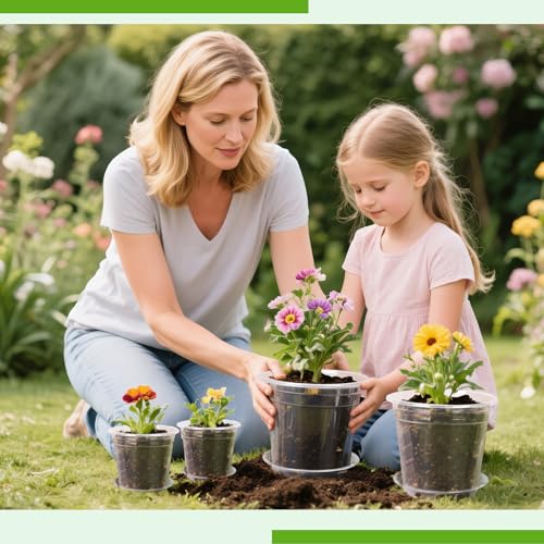 25 Pack 7/6/5/4/3 Inch Clear Nursery Pots with Drainage Trays - view 7