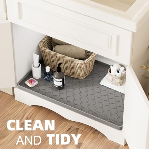Waterproof Under Sink Mat 34" x 22", Silicone Mat, Dark Gray - view 4
