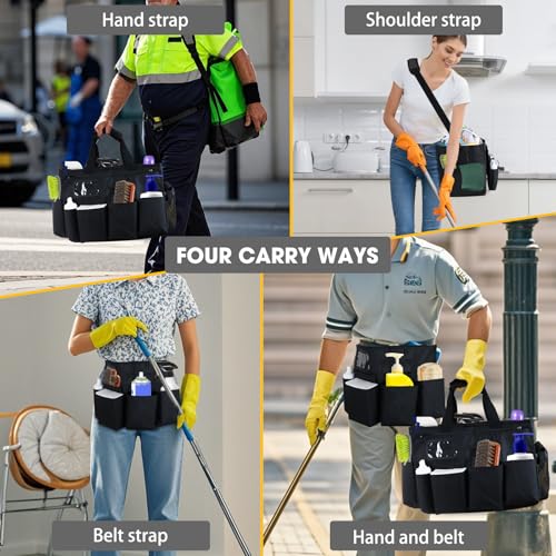 Cleaning Bag Cleaning Caddy Organizer, Wearable Cleaning Caddy with Waist & Handles for Cleaning Tool Organizers, Extra-Large Cleaning Caddy Bag Adjustable Compartments for Housekeeping,Gardening - view 2