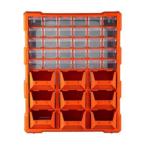 DIY Tool Bits Storage Organiser Unit - Workshop Screws and Small Parts Cabinet or Office Stationary Craft Box (39 Drawer with Open storage)