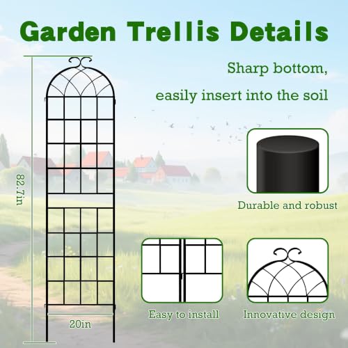 82.7 x 40in Rustic Iron Arch Decoration Garden Trellis with Black Metal Coating – Perfect for Supporting Climbing Plants Outdoor, Roses, Vines, Flowers, and Vegetables. - view 2