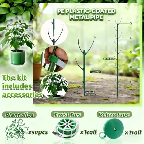 5 Pack Stackable Monstera Plant Support, Garden Plant Support Stakes for Indoor Outdoor Plants, Climbing Plant Support Structures Plant Holder Stick Moss Pole for Support Tall Potted Plants - view 3