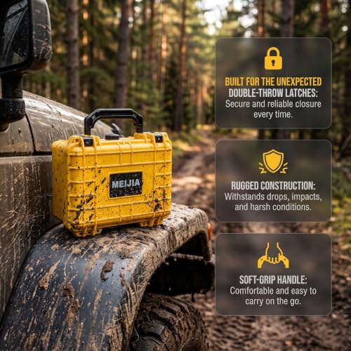 IP67 waterproof hard compact case,Customizable Fit Foam,8.12”x6.56”x 3.56”,Fit Use of Drones, Cameras,Equipments,lens (Yellow) - view 5