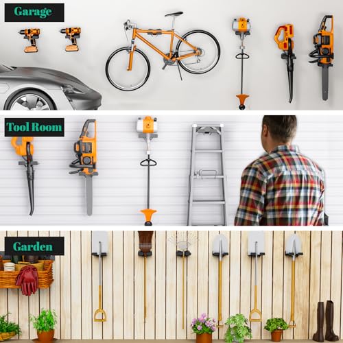 Weed Eater Hanger Garage Organizer Trimmer Rack, Weedeater Rack Wall Mount for Grass Trimmer, Garden Power Tool Holder Organizer for Grass Trimmer Hedge Trimmer (Black-1Pcs) - view 6
