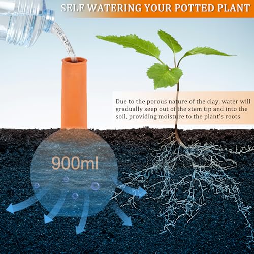 30 Oz Ollas Terracotta Watering Pots Large, Plant Watering Globes, Self-Watering Device, Terracotta Clay Watering Pot with Lid, Refill 2 Week Auto Irrigation System for Indoor & Outdoor Plant(2 Packs) - view 2