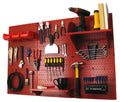 Pegboard Organizer 4 ft. Metal Pegboard Standard Tool Storage Kit with Red Toolboard and Red Accessories