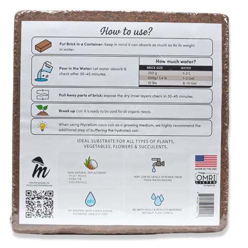 Coco Coir Brick I Expandable Organic Coconut Fiber Substrate I Plants Potting Soil Mix for Indoor & Outdoor Gardening, Succulents & Cactus I OMRI Certified & Non-GMO Soil Alternative, 10lbs - view 3