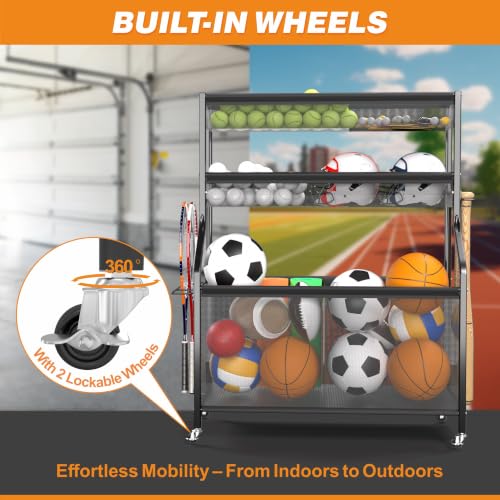 Sports Equipment Organizer, Golf Bag Stand w/Ski & Ball Storage - view 4