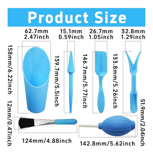 6Pcs Mini Succulent Tools Set, Garden Hand Tools Kit for Indoor Plant Care, Succulent Bonsai Miniature Garden Tool Set, Small Gardening Tools for Transplanting Digging Planting, Blue - view 2