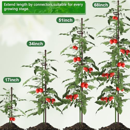 20Pcs Plant Support Stakes 17 inch Garden Orchid Sticks Extended to 3ft 4ft 5ft Plant Poles with Clips for Indoor Outdoor Potted Tomato Rose Amaryllis Vegetables Comes with 20 Ties(Brown) - view 4