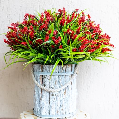 Artificial Lavender Outdoor, 20 Bundles Fake Plants (Red) - view 5