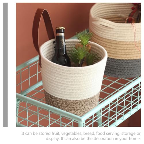 Cotton Wall Hanging Basket with Handle, Dual Use Storage Organizer for Home - view 3