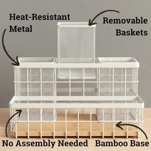 Hair Tool Organizer Countertop, Breathable Metal & Bamboo, Heat-Resistant - view 2