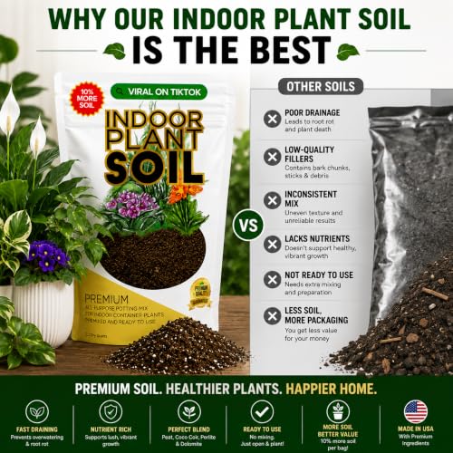 Professional Indoor Plant Soil Mix Large 2.2 Quarts Ready to Use, Premium Potting Soil for Indoor Houseplants Container Plants, Peat Coco Coir Perlite Dolomite Blend Made in USA (Pack of 2) - view 2