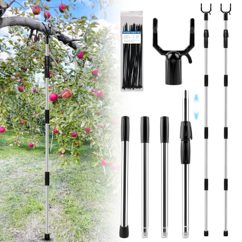 Tree Branch Support Stainless Steel, 34-74“ Adjustable Tree Support Poles (Black-2 Set)