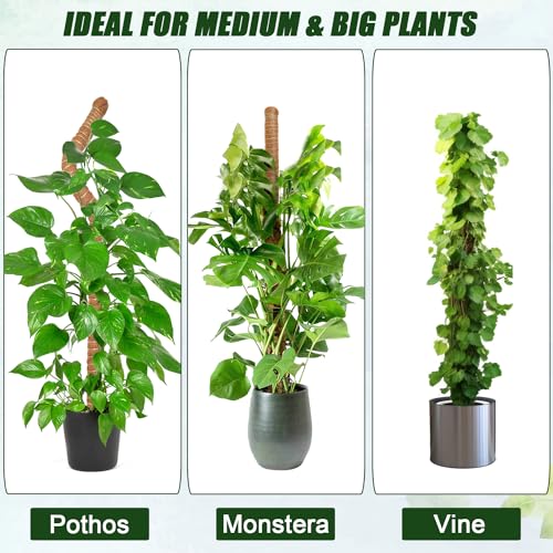 4 Pack Moss Pole, 47 Inch Moss Poles for Climbing Plants Monstera, Bendable Coir Plant Stakes for Potted Plants, Philodendron, Pothos (47.2" x 4pcs) - view 7
