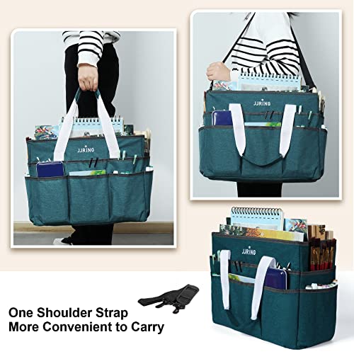 Craft Organizer Tote Bag Large Art Storage Caddy Bluish Green - view 6