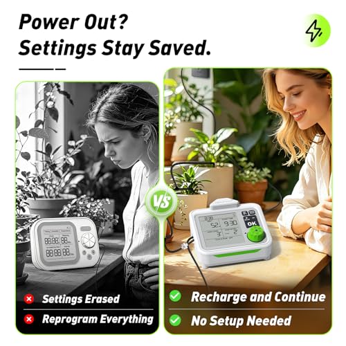 Large Display Automatic Plant Waterer Indoor for Pot Plant,Cycle & Soak Mode Vacation Self Watering Drip Irrigation System Device Kit Herb Garden Greenhouse Grow Tent Water 10-15 Plants - view 5