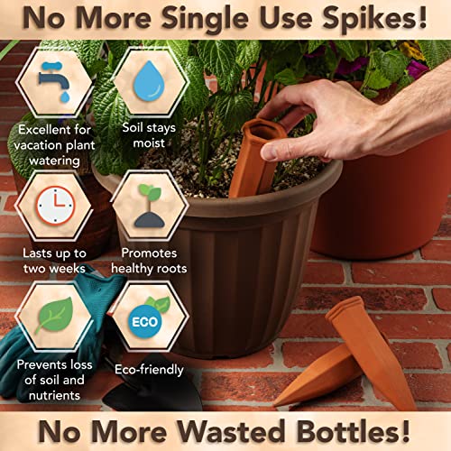 6 Pack Terracotta Watering Spikes for Indoor and Outdoor Plants - Simple and Easy Setup - Keep Plants Happy and Watered While You are Away - view 2